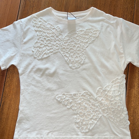 NWT ZARA Girls floral shorts and crochet T-shirt set, size 9-10 - Picture 3 of 14